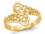 14K Yellow Gold By-Pass Lace Diamond-Cut Ring